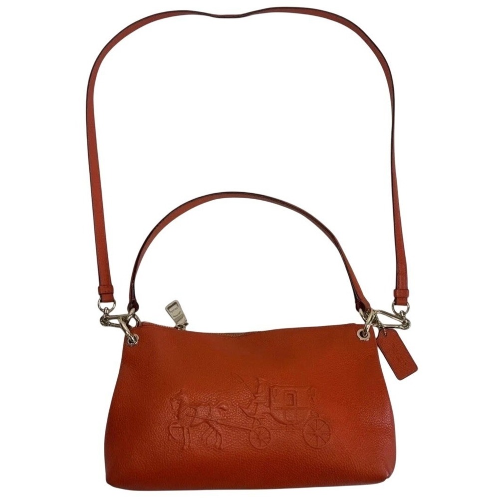 Coach Orange Leather Horse Carriage Embossed‎ Charley 33521 Crossbody Bag